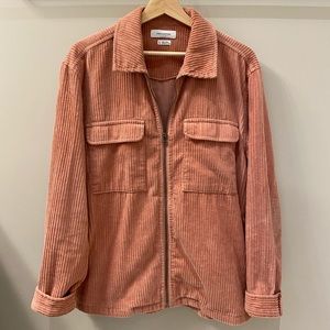 Corduroy pink zip up light jacket